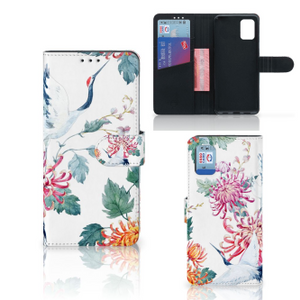 Samsung Galaxy A31 Telefoonhoesje met Pasjes Bird Flowers