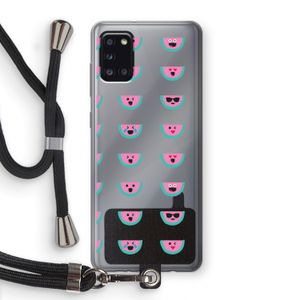 Smiley watermeloenprint: Samsung Galaxy A31 Transparant Hoesje met koord