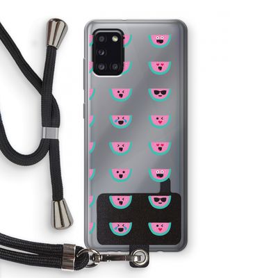 Smiley watermeloenprint: Samsung Galaxy A31 Transparant Hoesje met koord