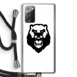 Angry Bear (white): Samsung Galaxy Note 20 / Note 20 5G Transparant Hoesje met koord