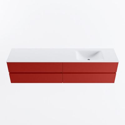 MONDIAZ VICA 200cm badmeubel onderkast Fire 4 lades. Wastafel CLOUD rechts 1 kraangat, kleur Talc.