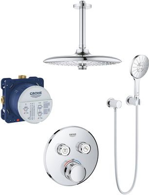 Grohtherm SmartControl 260 Perfect inbouw regendoucheset met 6 straalsoorten en plafondaansluiting Ø26cm chroom