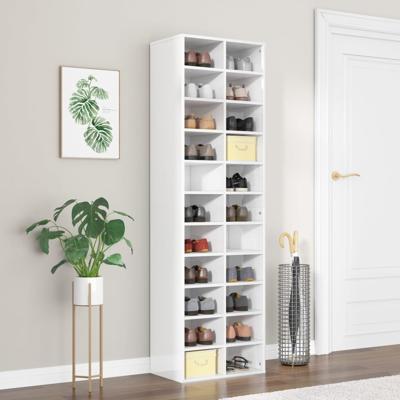 Schoenenkast 54x34x183 cm spaanplaat hoogglans wit
