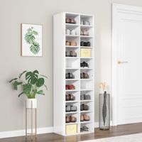 Schoenenkast 54x34x183 cm spaanplaat hoogglans wit