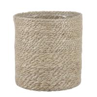 Mica Decorations Plantenpot - rotan - bruin - plantenmand - 18 x 18 cm   -