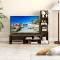 Kubus TV-Standaard voor TV's tot 50 Inch Mediaconsole met L-Vormige Opbergplanken Open Compartimenten voor Woonkamer Wit/Bruin
