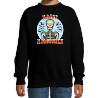 Happy Halloween skelet verkleed sweater zwart voor kinderen - thumbnail
