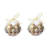 60x stuks kleine kunststof kerstballen bruin/goud/champagne 3 cm - thumbnail