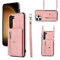 telefoon hoesje Voor Samsung Galaxy S23 S22 S21 S20 Plus Ultra A54 A34 A14 Opmerking 20 10 Handtas Portemonnee Wallet Card Case Rits met afneembare crossbody-riem met polsband Effen TPU PU-nahka Lightinthebox - thumbnail