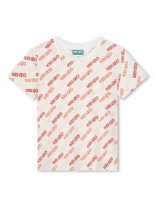 Kenzo Kids t-shirt en coton stretch à logo imprimé - Tons neutres