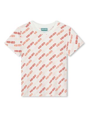 Kenzo Kids t-shirt en coton stretch à logo imprimé - Tons neutres