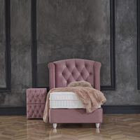 1-Persoons Boxspring Met Opbergruimte - Aurora - Roze 90x200 cm - Pocketvering - Inclusief Topper - Dekbed-Discounter.nl - thumbnail