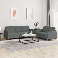 2-delige Loungeset met kussens stof donkergrijs