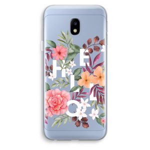 Hello in flowers: Samsung Galaxy J3 (2017) Transparant Hoesje