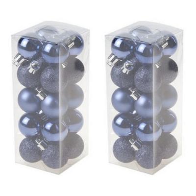Cosy & Trendy mini kerstballen - 40x st - donkerblauw - 3 cm - kunststof