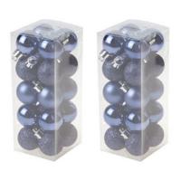 Cosy & Trendy mini kerstballen - 40x st - donkerblauw - 3 cm - kunststof