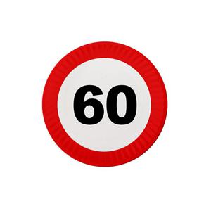 60 jaar verjaardag feestbordjes - stopbord - 8x stuks - dia 23 cm - feestartikelen