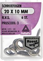 Schroefoog 20x10mm rvs 6st - Deltafix