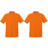 2-Pack maat XL oranje poloshirt premium van katoen voor heren