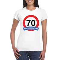 Verkeersbord 70 jaar t-shirt wit dames - thumbnail