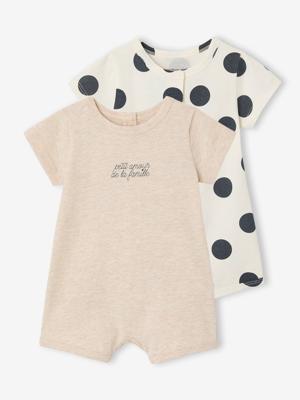 Babypakje met 2 combishorts van biologisch katoen gemêleerd beige