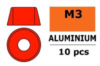 Aluminium Washer voor M3 Socket Head Screws (BD: 8mm) - Rood - 10st