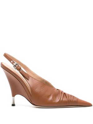 Blumarine escarpins en cuir à fronces 105 mm - Marron