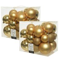 52x stuks kunststof kerstballen goud 6-8-10 cm glans/mat/glitter - Kerstbal - thumbnail