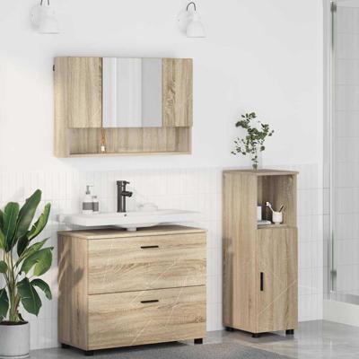 Badkamermeubelset met lade 3 pcs Sonoma eiken 76,5 x 35 x 64 cm