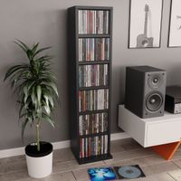 Cd-kast 21x20x88 cm bewerkt hout zwart - thumbnail