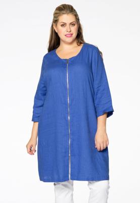 Yoek Blouse-jasje rits linnen | Licht Blauw | Maat 58/60