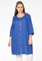 Yoek Blouse-jasje rits linnen | Licht Blauw | Maat 58/60
