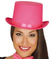 Hoge hoed satijn roze - thumbnail