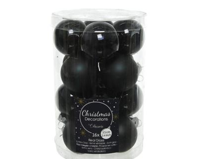 Kerstballen glas glans-mat 3,5 cm zwart - Decoris