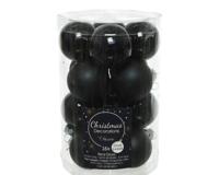Kerstballen glas glans-mat 3,5 cm zwart - Decoris