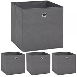 VidaXL Opbergboxen 4 st 32x32x32 cm nonwoven stof grijs