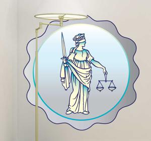 Sticker vrouwe justitia gerechtigheid