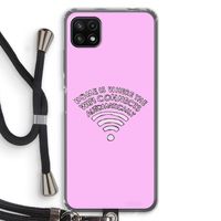Home Is Where The Wifi Is: Samsung Galaxy A22 5G Transparant Hoesje met koord