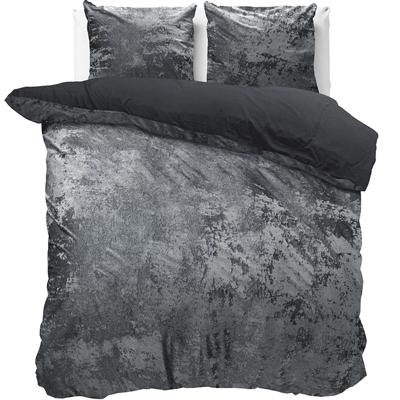 Froissé Velvet Katoen Dekbedovertrek Antraciet-1-persoons (140 x 200/220 cm)