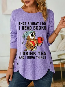 Women Owl That's What I Do I Read Books I Drink Tea And I Know Things Simple Long Sleeve Top