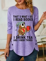 Women Owl That's What I Do I Read Books I Drink Tea And I Know Things Simple Long Sleeve Top