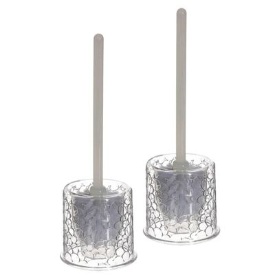 2x stuks WC-/toiletborstels met houder transparant met kiezel patroon kunststof 37 cm