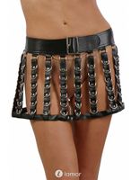 * SB Zwarte lederlook ringen rok, SB20218