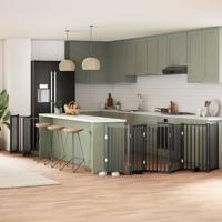 Hondenhek inklapbaar 12 panelen 600 cm populierenhout zwart