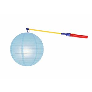 Lichtblauwe lampion 25 cm met lampionstokje