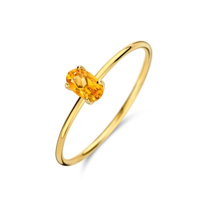 Ring geelgoud-citrien goudkleurig-geel 5 mm