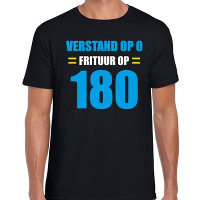 Verstand op 0 Frituur op 180 fun tekst t-shirt zwart voor heren