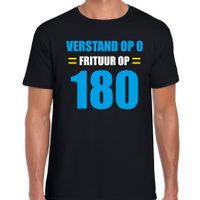 Verstand op 0 Frituur op 180 fun tekst t-shirt zwart voor heren