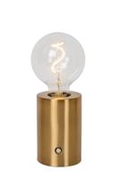 Lucide VIVO - Oplaadbare Tafellamp - Accu/Batterij - Ø 8 cm - LED Dimb. - E27 - 1x1W 2700K - Mat Goud / Messing