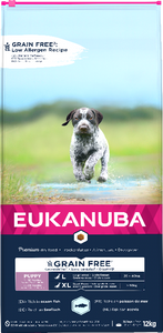 Eukanuba graanvrij zeevis puppy&apos;s van grote rassen hondenvoer 12kg zak